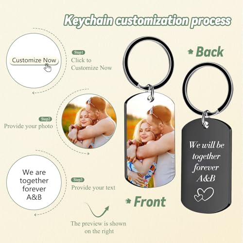 RSQGT Custom Keychain Double Sided Personalized Picture Text Keychains Engraving Photo Key… - Image 2