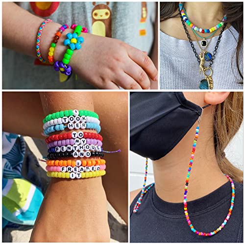 Simetufy 1200 Pcs Pony Beads Plastic Beads for Bracelet Making, Multi - Image 5