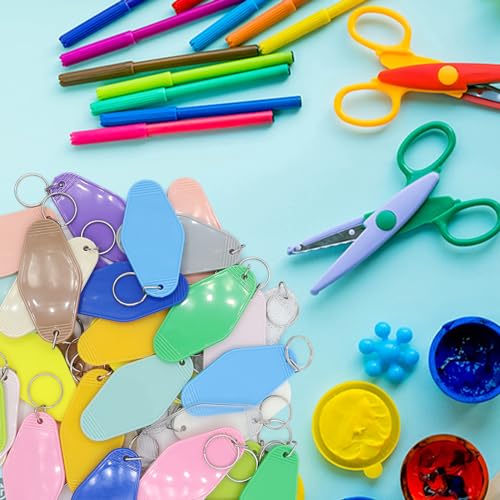 LOTMER 40 PCS Hotel Keychain Blank with Key Rings, 20 Colors Plastic… - Image 5