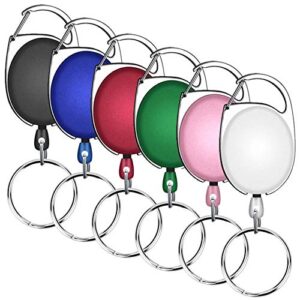 Selizo 6 Packs Retractable Badge Holder ID Carabiner Badge Reels Retractable Key…