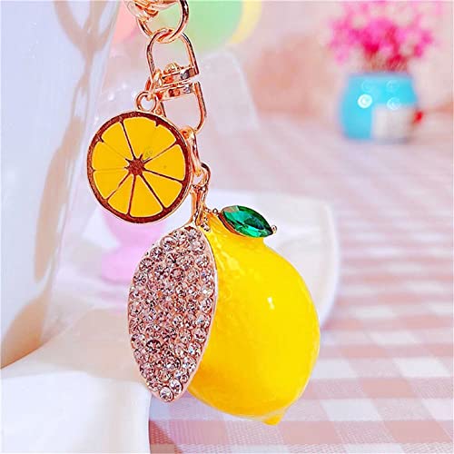 Ergugos Cute Lemon Keychain Little Lemon Crystal Rhinestone Key Chain Fruit Keyring… - Image 3