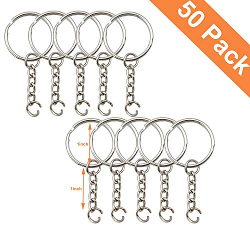 Key Ring with Chain and Open Jump Rings 1 inch, 50 Pack - Image 2