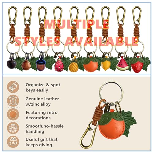 ZOUITY Leather Leaf Fruit Keychain Retro Accessories,Cute Keychains for Women Wallet Bag,Purse… - Image 5