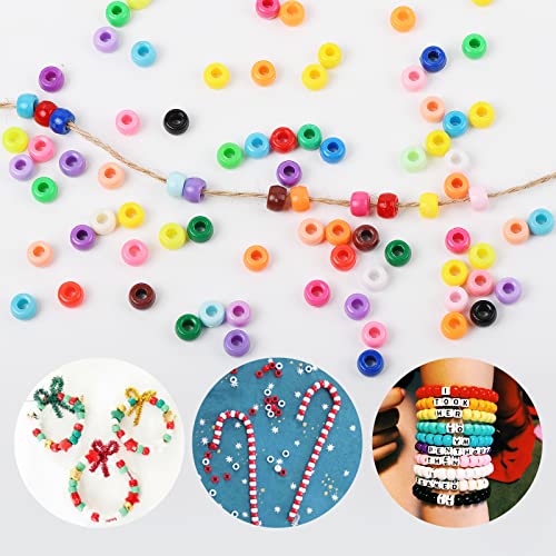 Simetufy 1200 Pcs Pony Beads Plastic Beads for Bracelet Making, Multi - Image 8