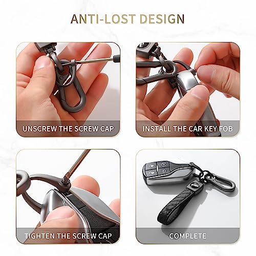 Gkeygo Carabiner Keychain, Universal Heavy Duty Woven Handmade Leather Key Chain, Car… - Image 6