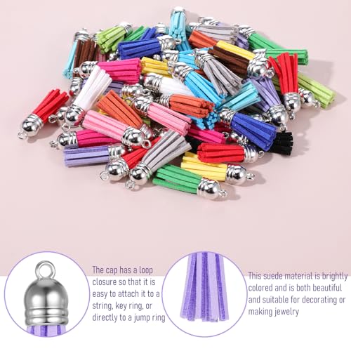 60 Pcs Keychain Tassels Colors Mini Bulk Leather Tassels for DIY Keychain… - Image 7