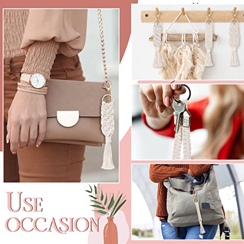 Junkin Macrame Boho Keychains Bulk Handcrafted Aesthetic Key Chain with Tassel for… - Image 7