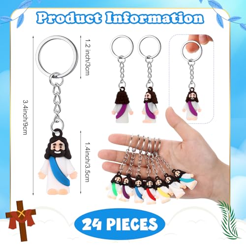 Sumind 24 pcs Jesus Toys Figurine Christian Keychain Religious Keychain Bulk Classic… - Image 2