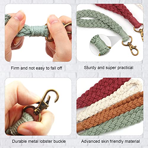 Cositina 4 Pcs Macrame Keychain Wristlet Boho Handmade Key Chain Bracelet Weave… - Image 3