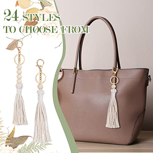 Nosiny 24 Pieces Boho Macrame Keychains Bulk Mini Cute Handcrafted Tassel Keychain… - Image 7