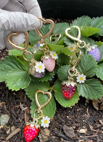 Agromusk Cute Strawberry Keychain,Bag Charms,Kawaii Heart Flower Daisy Key chains Accessories Decor… - Image 4