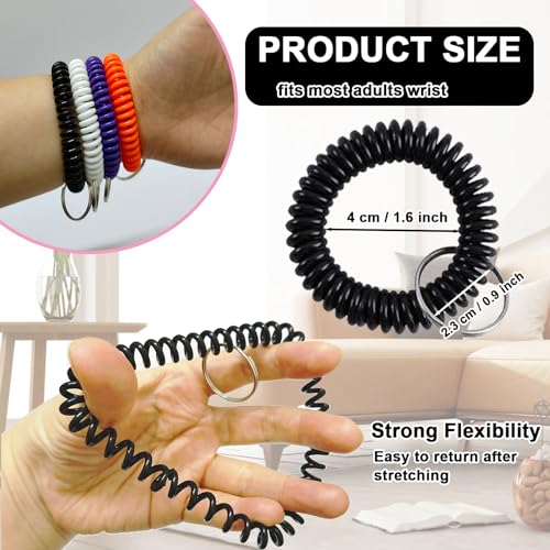 xlehoely 100 PCS Wrist Keychain,Spiral Keychain Bracelet Wrist Coil Key Chains,10 Colors… - Image 2