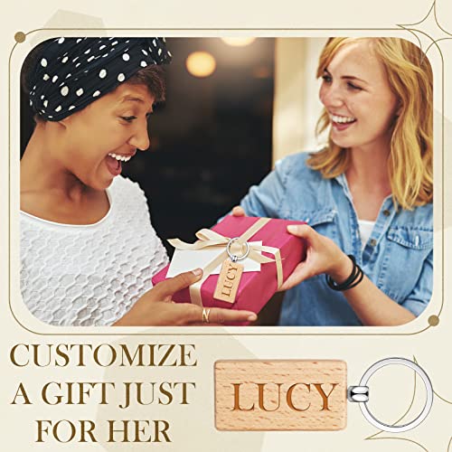 Yinkin 50 Pcs Wooden Keychain Blanks Wood Key Chains Bulk Laser Engraving… - Image 6