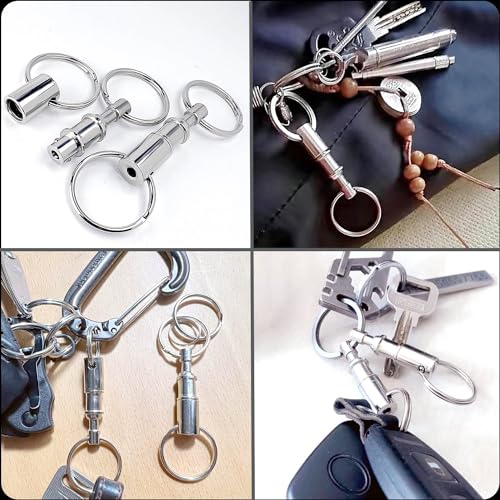 Tenalleys 4 Pack Quick Release Keychain Detachable Pull Apart Keychain Dual Pull… - Image 3