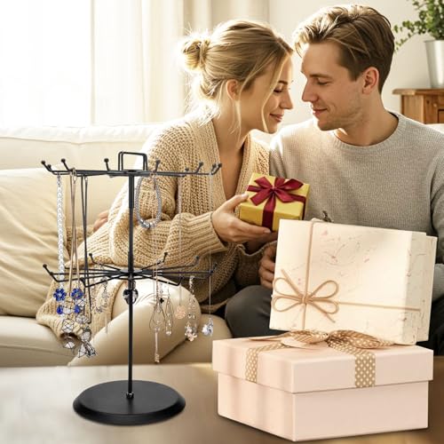 MyGift 2 Tier Black Metal Rotating Necklace and Bracelet Organizer Jewelry Stand… - Image 7