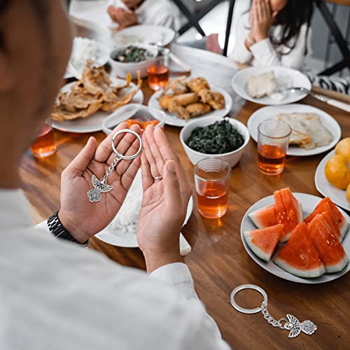 Taiyin 100 Pcs Guardian Angel Keychain Silver Angel Charm Keychain Key Ring… - Image 6