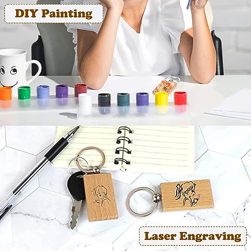 Voittozege 100 Pcs Wood Key Chain Bulk, Wooden Blanks for Key Chains,… - Image 2