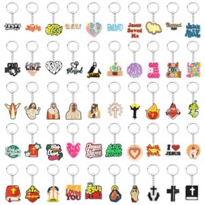 Papacharms 50PCS Jesus Keychains Christian Key Chain Cross Keychain for Christian Gift
