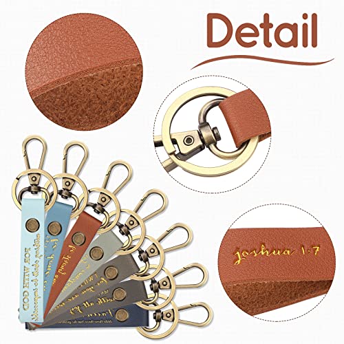 Sureio 7 Pcs Christian Keychains Gift Religious Bible Verse Inspirational PU Leather… - Image 3