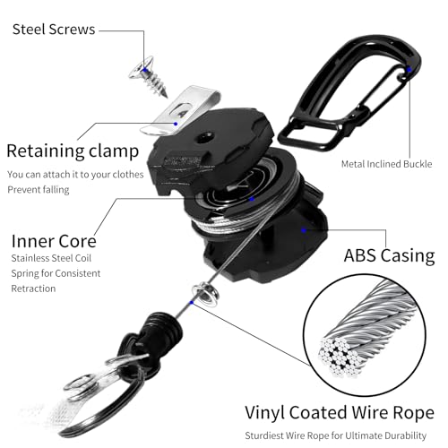 SHENGXIN 2 Pack Retractable Keychain Heavy Duty Carabiner Badge Holder, Tactical ID… - Image 3