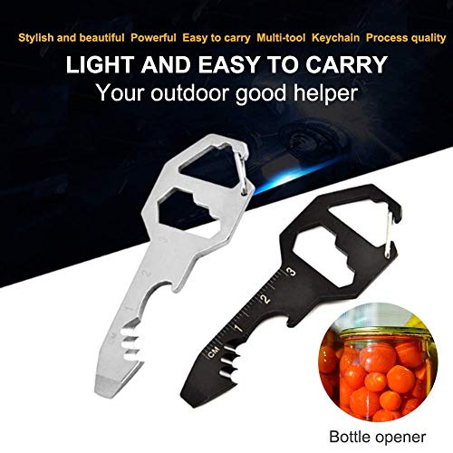2PCS Keychain Bottle Opener Multi Tool, 100% Stainless Steel EDC Gadget, 6… - Image 2