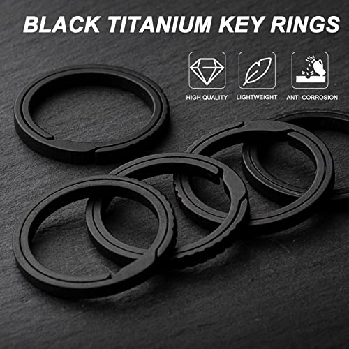 TISUR Titanium Keychain Rings, Split Side Pushing Heavy Duty Black Key Ring… - Image 4