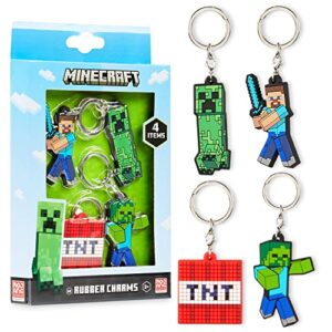 Minecraft Kids Keyrings and Silicone Wristband Set