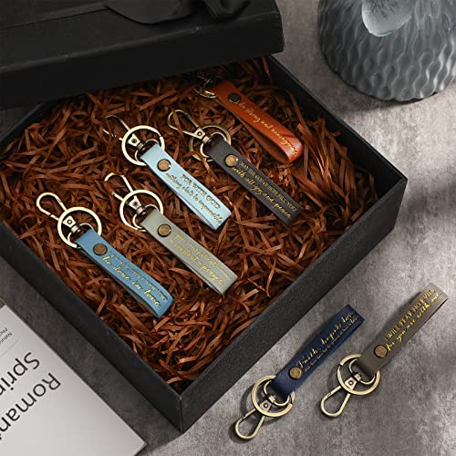 Sureio 7 Pcs Christian Keychains Gift Religious Bible Verse Inspirational PU Leather… - Image 6