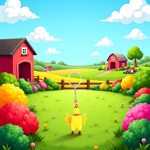 Yellow Shrilling Screaming Chicken Keychain, Mini Rubber Squeeze Screaming Chicken Keychains Gags… - Image 7