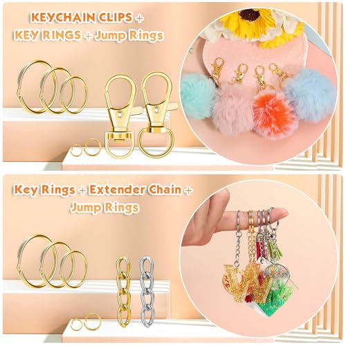 PAXCOO 990PCS Keychain Making Kit, Keychain Craft Supplies Including Key Chain Hooks,… - Image 4