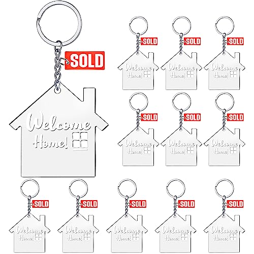Inbagi 12 Sets House Acrylic Keychain Real Estate Agent Keychain Clear Blank…