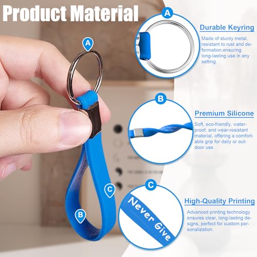 BEXOA EDC 5/10/50/100 Bulk Custom Keychains Silicone Personalized Keychains Customized Text/Logo Keyrings… - Image 2