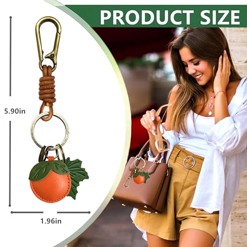 ZOUITY Leather Leaf Fruit Keychain Retro Accessories,Cute Keychains for Women Wallet Bag,Purse… - Image 2