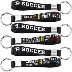 MTLEE 24 Pcs Soccer Keychains Bulk with Motivational Quotes Football Keychains for…