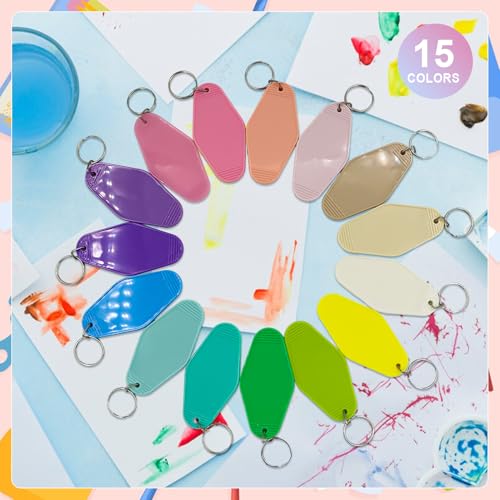 LOTMER 30 PCS Hotel Keychain Blank with Key Rings, 15 Colors Plastic… - Image 3