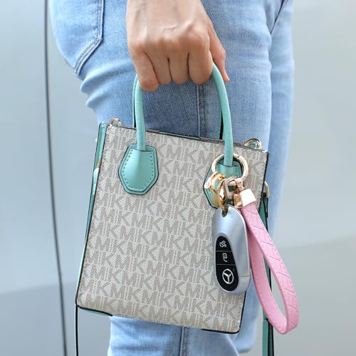 Weixiltc Leather Wristlet Keychain, Car Key Chain Holder with 2 Key Ring… - Image 5