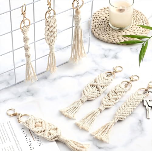 Nosiny 24 Pieces Boho Macrame Keychains Bulk Mini Cute Handcrafted Tassel Keychain… - Image 5