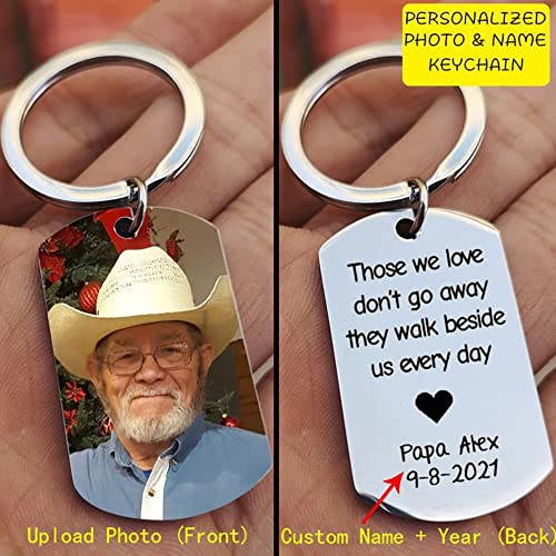 Eletizy Personalized Photo/Text Keychain for Men Womens Maemorial Gift Custom Name Double - Image 4