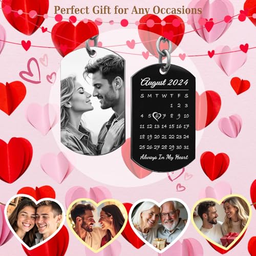 Queenberry Custom Photo Keychain for Husband Boyfriend Laser Engraved Personalized Calendar Date… - Image 2