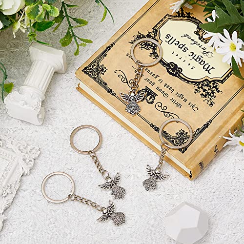 Taiyin 100 Pcs Guardian Angel Keychain Silver Angel Charm Keychain Key Ring… - Image 5