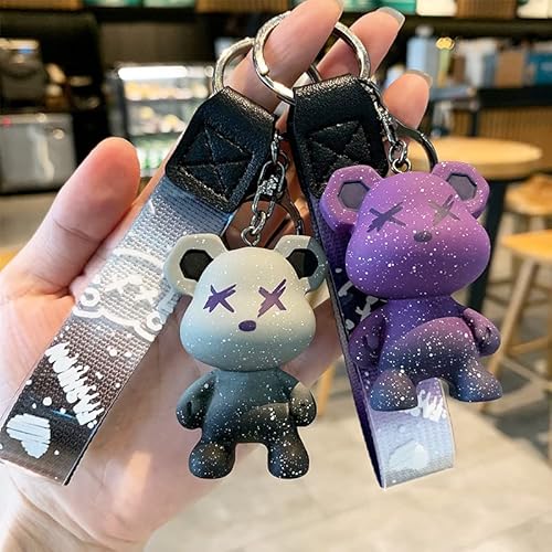 Xierdio Cute Bear Charms Cartoon Keychain, Fashion Bag Charms Pendant Wrist Lanyard,… - Image 3