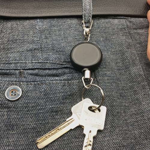 Retractable Keychains Badge Reel Holder, Extendable Keychain, Stainless Steel Retractable Keyring Key… - Image 2