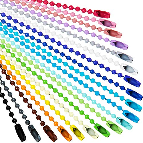 Hicarer 100 Pack Colored Bead Keychain Metal Hanging Chains Necklace Connector for…