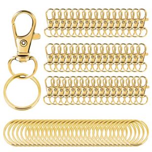 100PCS Gold Swivel Clasps Lanyard Snap Hooks with Key Rings, Key Chain…