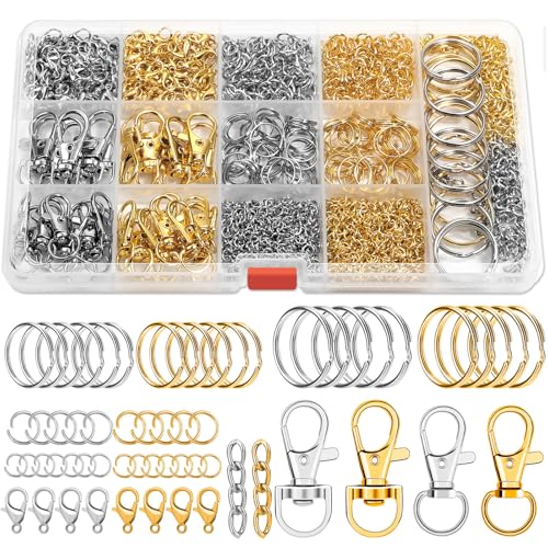 PAXCOO 990PCS Keychain Making Kit, Keychain Craft Supplies Including Key Chain Hooks,…