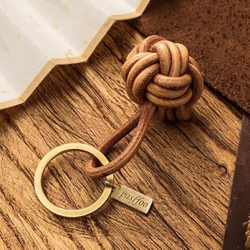 Leather Tassel KeyChain Hand Woven ball Braided leather rope Fob Charm,Personalized Key… - Image 4