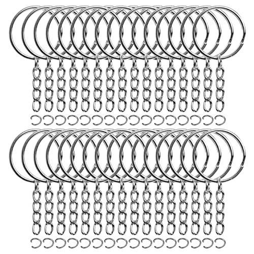 REEMTOO 50PCS Bulk Keychains, 1 Inch Key Rings and Chain