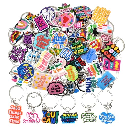 Pabucle Cute Keychains Bulk,Phrase 50 PCS Different Key Chain, Key Chains Accessories…