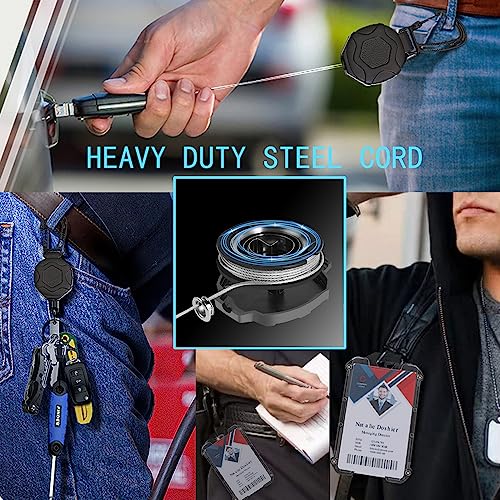 Badge Holder Retractable Clip Heavy Duty Carabiner Badge Reel Keychain with Lanyard… - Image 7