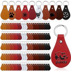 Nosiny 100 Pcs Leather Keychain Blanks Bulk 10 Colors Blank Keychain for…